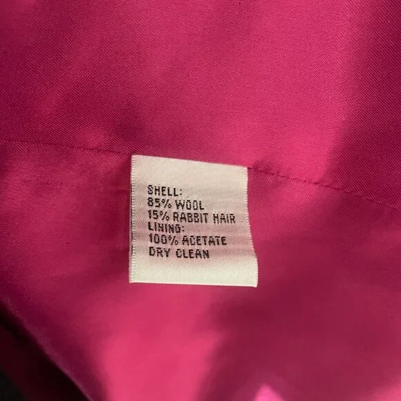 Talbots Black wool and rabbit hair coat with black buttons, fully lined. Size 12 - Picture 6 of 10